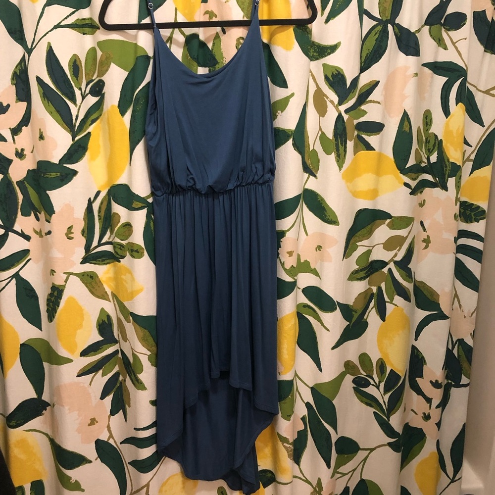 Blue high-low strappy dress